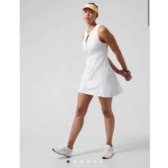 ATHLETA Ace Tennis Dress in White Flare Short Pockets Athletic Size XL NEW - Picture 4 of 11